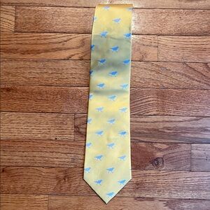 Elegant Yellow Tie with Blue Bird Design